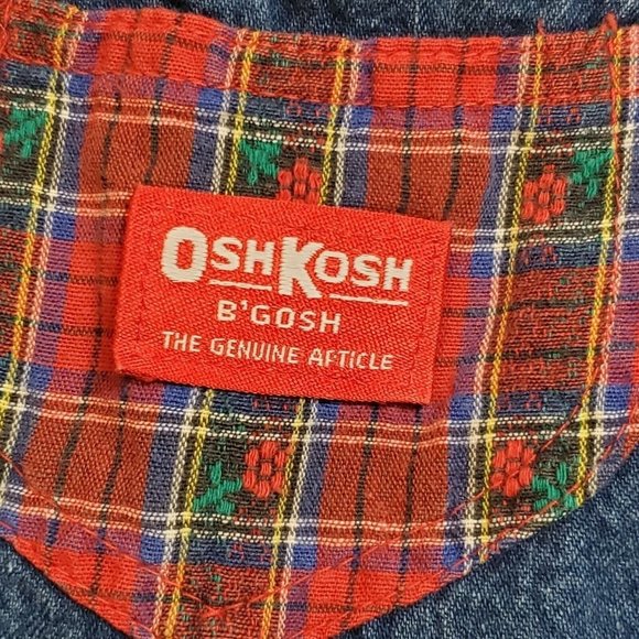 Vintage Oshkosh Denim Jumper Overall Dress‎ Plaid - Picture 3 of 9